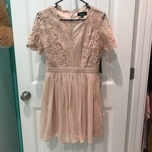 Lacy blush mini dress